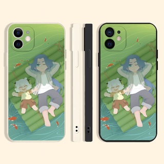 ล่องแพไม้ไผ่ เคส iPhone 11 pro เคสไอโฟน Xr Xs X max 7 8 plus เคสมือถือ แอนิเมชั่น 12 13 pro max se2020 8พลัส Hei pattern