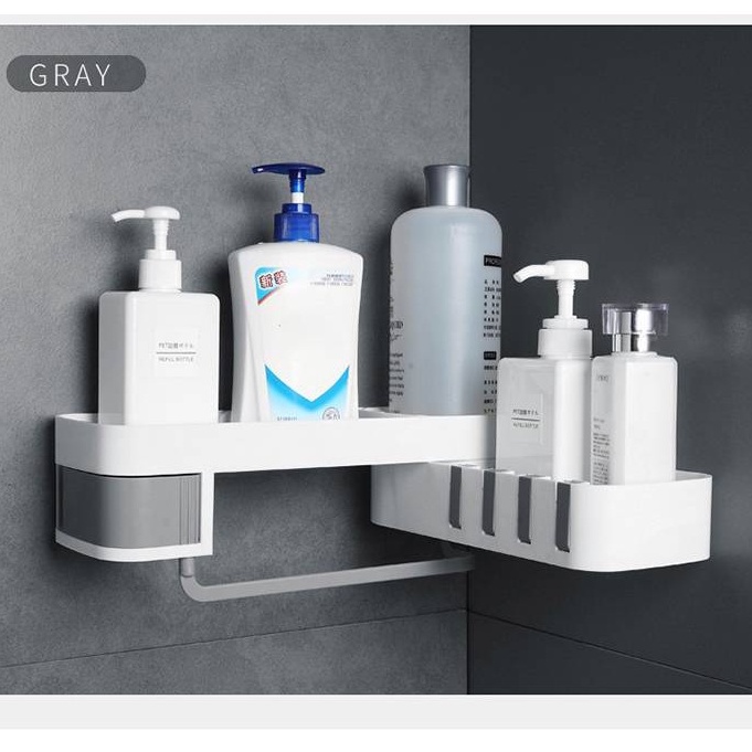 ชั้นวางของห้องน้ำ ชั้นวางเข้ามุม Bathroom Storage Shelf ชั้นวางของแบบติดผนังสําหรับห้องครัว,ห้องน้ํา