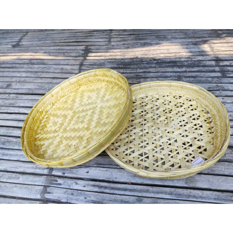 ถาดไม้ไผ่ทรงกลมเซตคู่(ลายยกดอก1ใบและลายขัด1ใบ *ถาดขนาดเท่ากัน) | Shopee ...