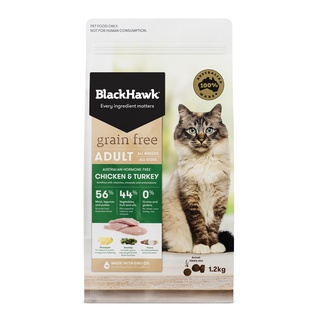 อาหารสัตว์ อาหารแมว BlackHawk อาหารเมล็ด Grain-Free Holistic บำรุงขน เกรตนำเข้า สำหรับแมวแพ้ง่าย ขนร่วง จากเนื้อไก่งวง