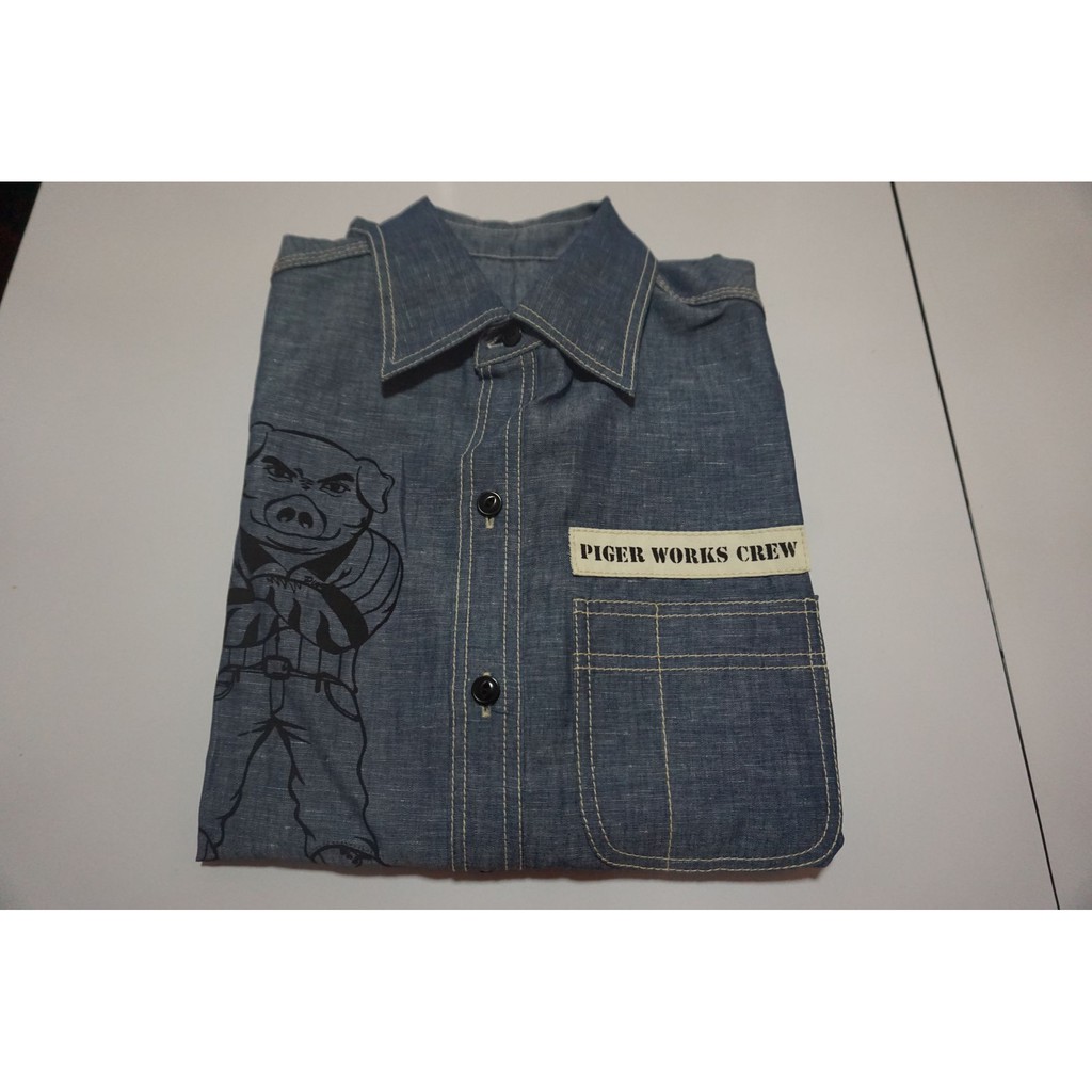 ขายเสื้อเชิ๊ตแขนสั้น PIGER WORKS(พิกเกอร์เวิร์คส) Chambray รหัสใหม่ล่าสุด PWW 32 มือสอง สภาพใหม่มาก