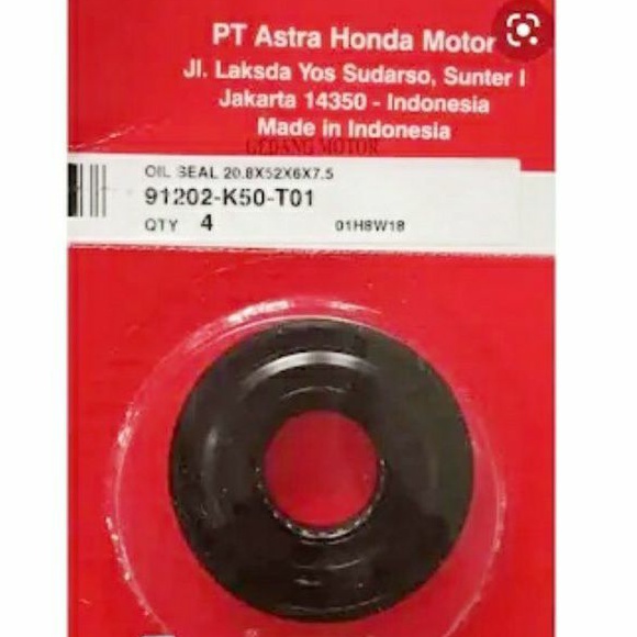 91202K50T01 ซีลเพลาข้อเหวี่ยงซ้าย 20.8X52X6X7.5 – BeAT eSP, Scoopy eSP, Vario 110 eSP Original AMH 9