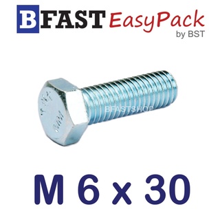 สกรูมิลขาว M 6 x 30 (8 ตัว/ถุง) *เกลียวตลอด*