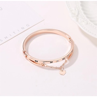 MeeningBrand ❀กำไลข้อมือ HEART ROMAN NUMBER BANGLEสีโรสโกล์ด [04-0001]