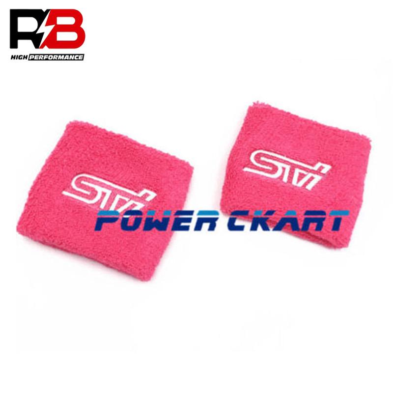Sti ฝาครอบถังน้ํามันเบรกคลัทช์ สีชมพู สีฟ้า สําหรับ Subaru Impreza WRX EJ20