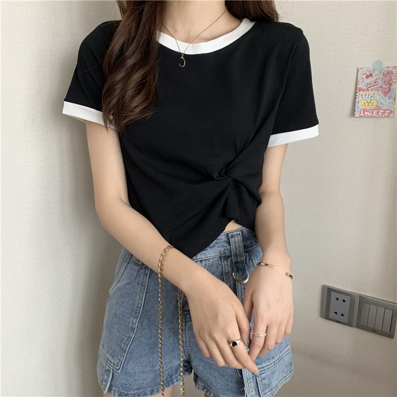 FBAShop เสื้อยืดคอกลม สีพื้นเนื้อผ้านิ่มสวมใส่สบาย รูปที่ 5