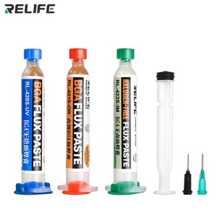 ฟลักซ์หลอด Relife RL-420S-UV RL-421S-OR RL-422S-IM Flux บัดกรีเชื่อมขั้นสูงน้ำมัน Flux จาระบี10cc บัดกรีซ่อมวาง