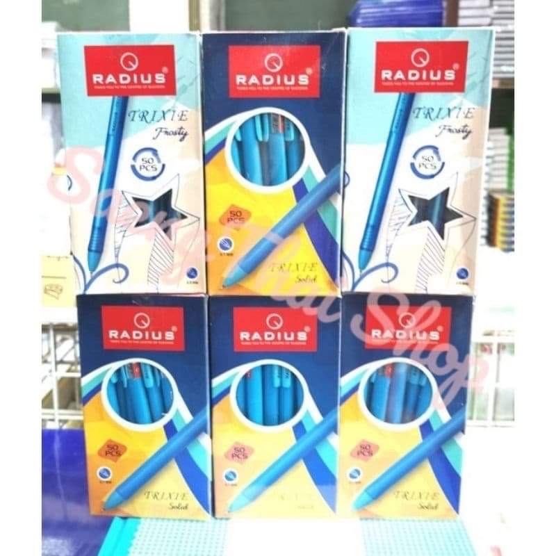 ปากกาลูกลื่น ฝแบบกด Radius Trixie น้ำเงิน 0.5/0.7 mm (12ด้าม)