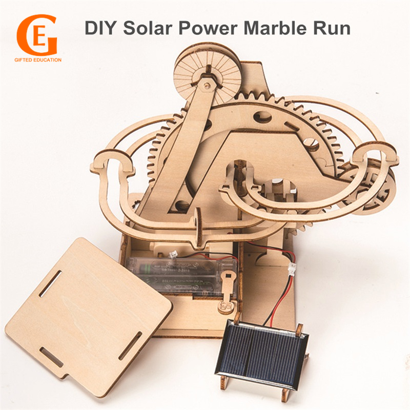 ของขวัญ EDUCATION พลังงานแสงอาทิตย์ Track Ball Marble Run ประกอบของเล่นเกียร์ DIY รุ่นการศึกษาวิทยาศาสตร์ชุดของขวัญ