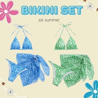 Sissummer - Bikini Set ชุดเซ็ตบิกินี่ลายดอก น่ารักมากๆ ชุดสามารถใส่ว่ายน้ำได้