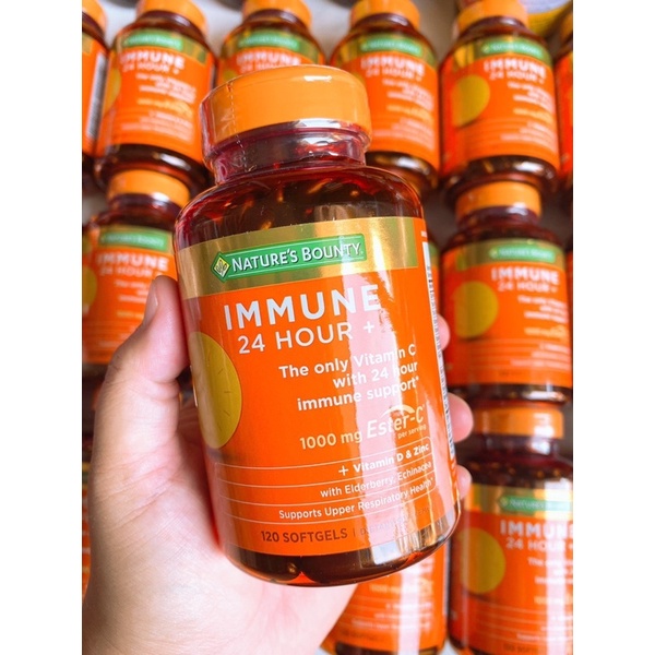 🌟วิตามิน C Nature's Bounty Immune 24 Hour+ With 1,000mg Ester-C 🇺🇸🇺🇸🍊🍊120 เม็ด