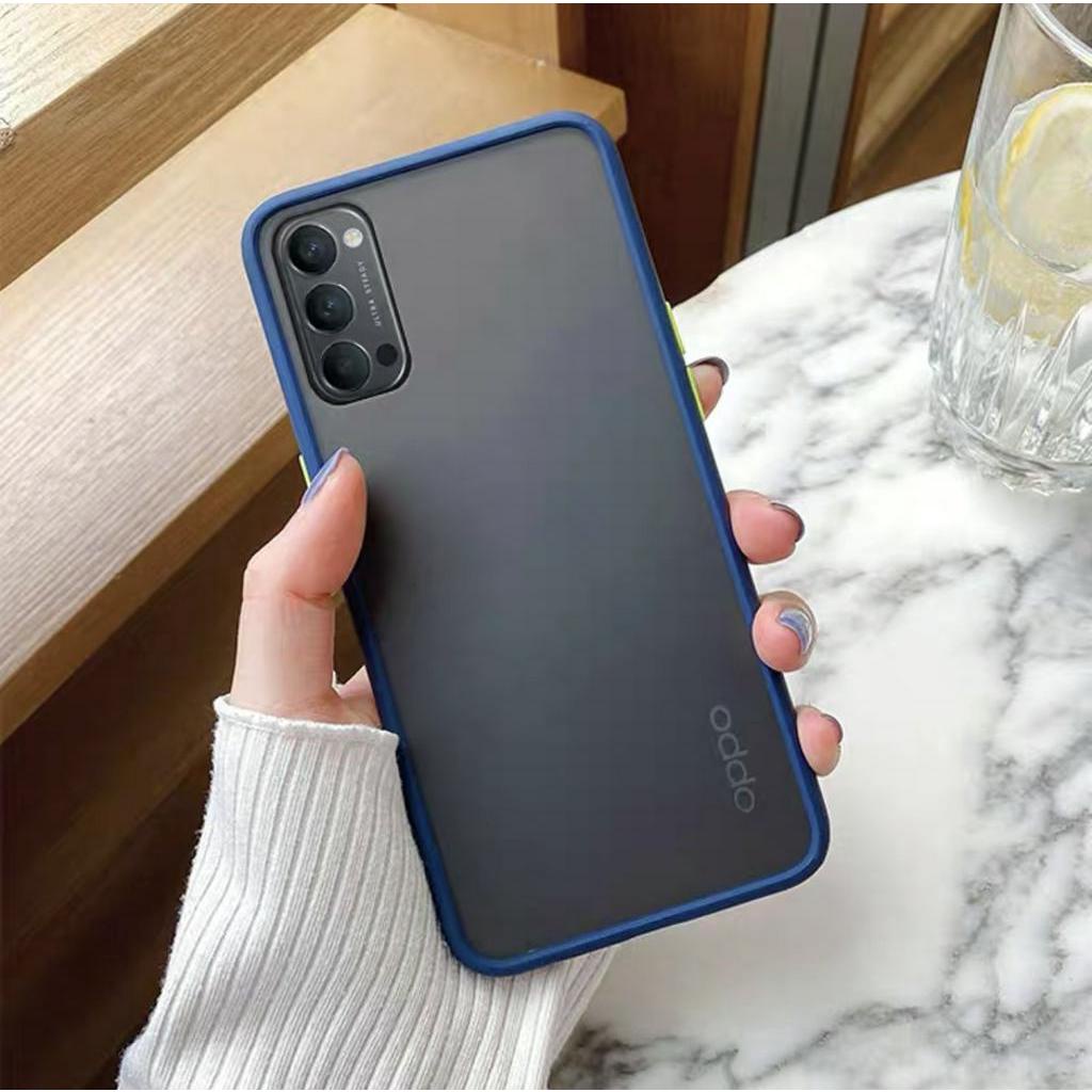 ส่งจากกรุงเทพ เก็บเงินปลายทาง เคสกันกระแทก Case For Oppo A3X A3pro A60 Reno12pro Reno4 ปุ่มสีผิวด้าน ขอบนิ่มหลังแข็ง
