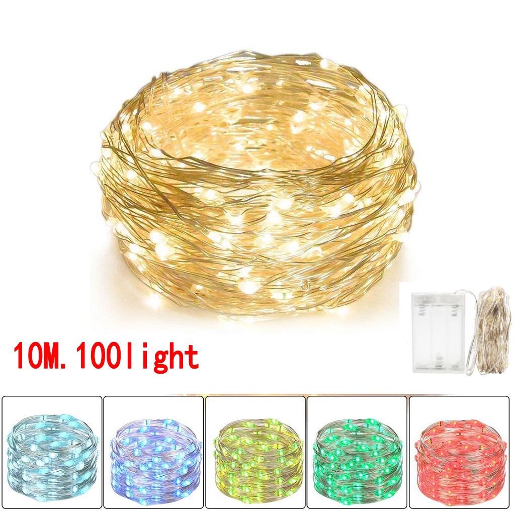 10M 100LEDs แบตเตอรี่มินิ LED สายไฟลวดทองแดงไฟนางฟ้า