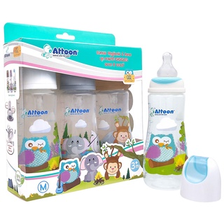 ขวดนม GIGLE แพค3 ลายใหม่ล่าสุด Attoon Hygienic 2 tone คอแคบ  8 ออนซ์