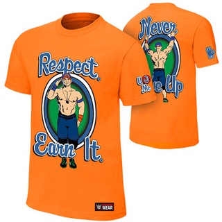 John Cena Respect Earns It Orange ไซส์ S-4XL เสื้อยืด เสื้อมวยปล้ำ เก็บเงินปลายทางได้