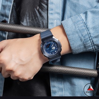 【พร้อมส่ง】Casio นาฬิกาข้อมือดิจิทัล อะนาล็อก สายสเตนเลส GM-2100N-2A GM-2100 สีฟ้า