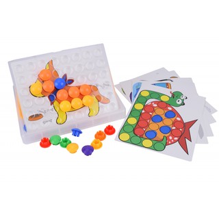 [พร้อมส่ง!!!] Colorful Mosaic Puzzle Set ชุดตัวต่อ โมเสค ลูกกระดุม หลากสีสัน (Learning Mats)