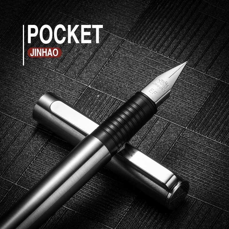 PenLab Jinhao 65 Fountain Pen Matte Black All Steel Barrel Extra Fine Nib Ink ปากกาสําหรับการเขียนการประดิษฐ์ตัวอักษร C7108