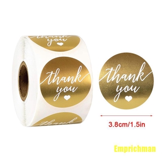 (Semprichman) สติกเกอร์ Thank You สีทอง สําหรับตกแต่งเค้ก 500 ชิ้น ต่อม้วน 38