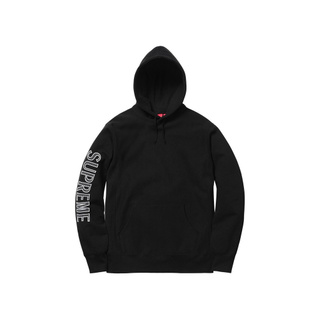 SLUM LTD - Supreme Sleeve Embroidery Hooded Sweatshirt Black