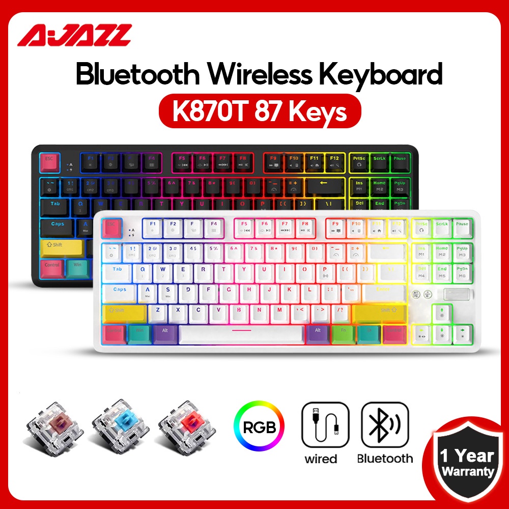 RG.BEAST Ajazz K870T Bluetooth Mechanical Keyboard RGB Backlight 87-key Dual-Mode Gaming Keyboard for PC Laptop
