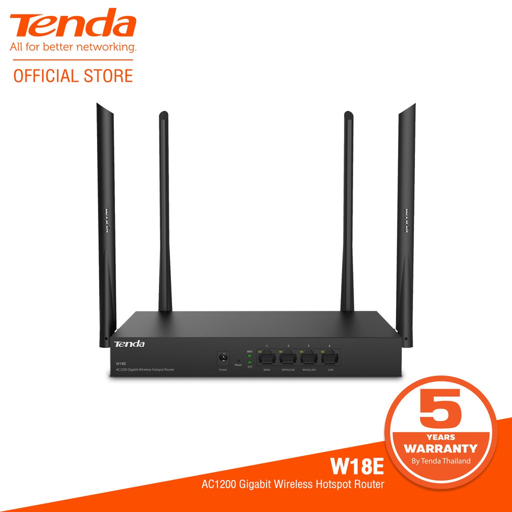 Tenda W18E AC1200 Gigaport Wireless Hotspot Router เราเตอร์ Wireless