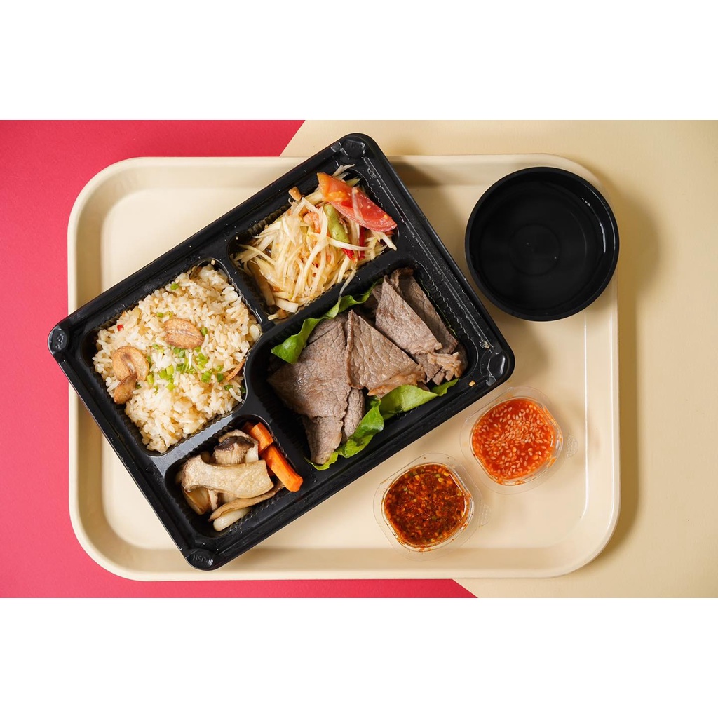 (50ใบ/ยกลัง200ใบ) 4ช่อง กล่องข้าว ใส่อาหาร พลาสติก ใส เวฟได้ เดลิเวอรี่ thefoodbox - รูปที่ 4