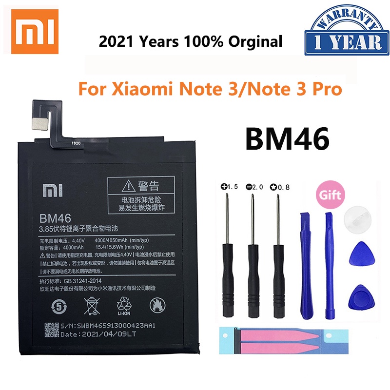 Xiao Mi 100% Original BM46 Battery For Xiaomi Redmi Note 3  Note3 Pro Prime Batterie 4050mAh Real Capacity Rechargeable