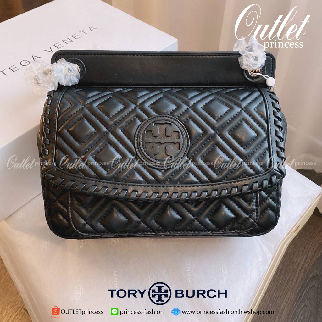 TORY BURCH MARION SADDLE BAG สวยหรูมาก กระเป๋าทรง CROSSBODY *หนังแท้ทั้งใบ ตกแต่งลายฉลุ อะไหล่ทอง