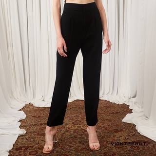 VICKTEERUT Front Pleat Trousers กางเกงขายาว จีบหน้า สีดำ