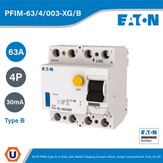 EATON Circuit Breaker (RCCB) PFIM-Type B, 4 Pole, 63A, 30mA, Surge Current-Proof , AC-DC - PFIM-63/4/003-XG/B Ucanbuys