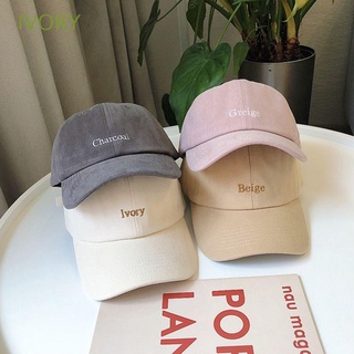 Ivory หมวกเบสบอลปักลายตัวอักษรแฟชั่นสไตล์เกาหลีสําหรับผู้หญิงและผู้ชาย