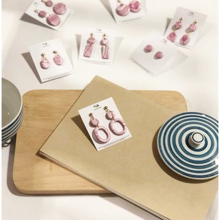 ต่างหูแฟชั่น ต่างหูวินเทจ Vintage Handmade Earring (สี Bubble Gum Pink)