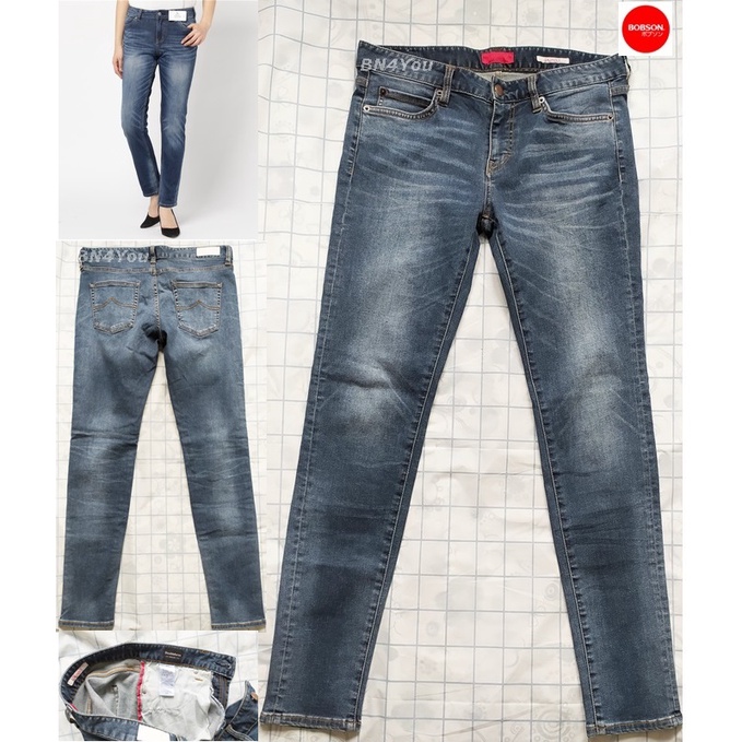 กางเกงยีนส์ BOBSON E.J Skinny Jeans-ไซส์ 32"แบรนด์ดังญี่ปุ่น (สภาพใหม่ ริมแดง ผ้าดีมาก)