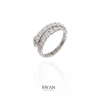 SWAN - Snake Bracelet กำไลข้อมือเงินแท้ ดีไซน์งู ฝังเพชรคิวบิคเซอร์โคเนีย cubic zirconia ฟรีไซส์