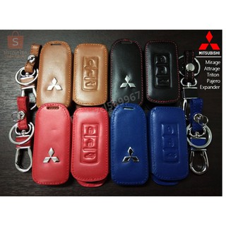 กระเป๋าซองหนัง ใส่กุญแจรีโมทรถยนต์ Mitsubishi Mirage,Attrage,Triton,Pajero,Expander Smart Key 3ปุ่ม(No.3+)