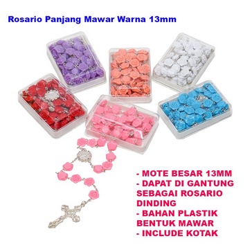 MAWAR สร้อยคอลูกประคํายาวดอกกุหลาบ 13 มม. สําหรับผู้หญิงของที่ระลึกจิตวิญญาณ - Y109