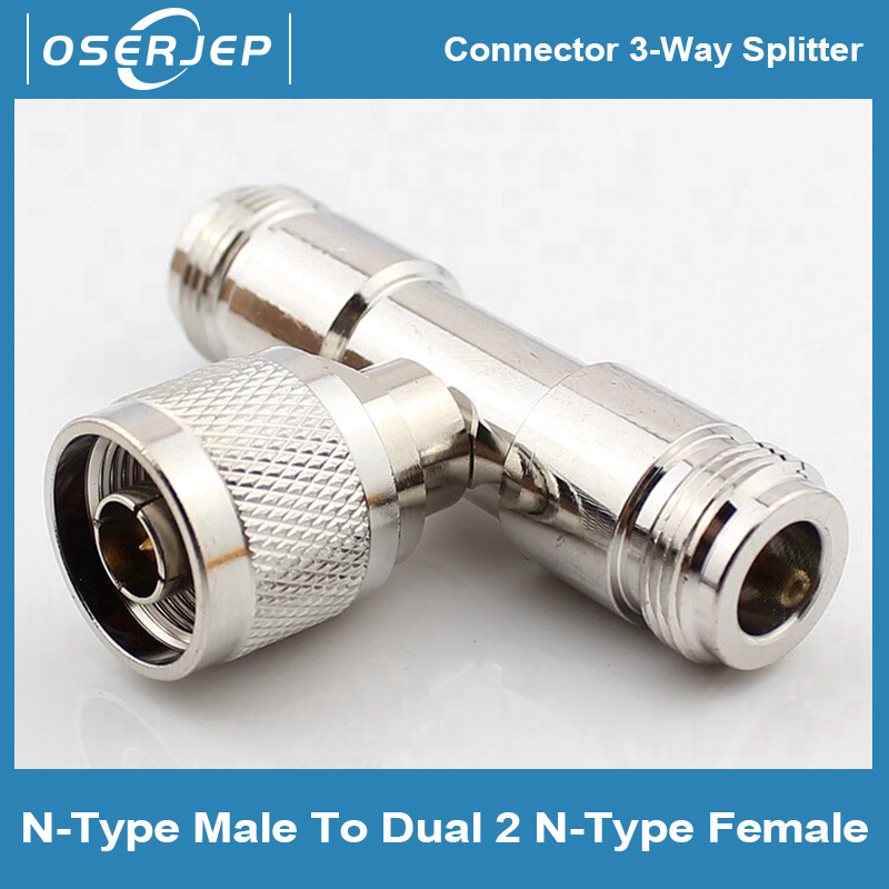 N - Type Male To Dual 2 N - Type Female เสาอากาศอะแดปเตอร์เชื่อมต่อ 3 - Way Splitter สําหรับ Cell Si