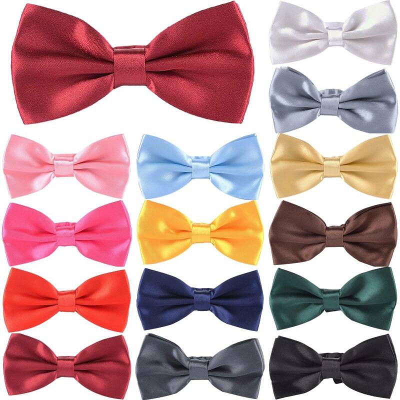 New Novelty Satin Men Boys Kids Bowtie Pre-Tied Wedding Party Bow Tie Necktie