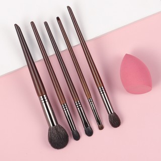 OVW 5 PCS Hightlight Makeup Brush Set Mdeium Shadow Brush Horse Goat Hair Smudge Detail Contour Brush Face Set