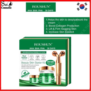 ROUSHUN tea tree eye cream + face cream +24K electric facial massager