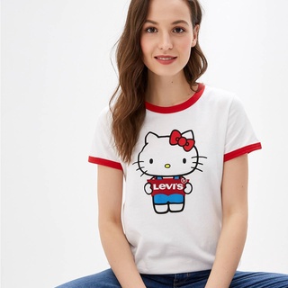 เสื้อยืด LEVIS®️ X HELLO KITTY Perfect Ringer Graphic Tee Women T-Shirt สินค้าลิขสิทธิ์