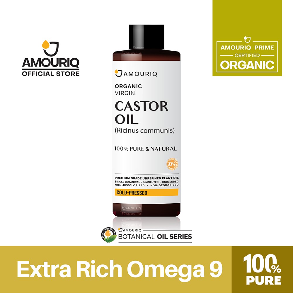 น้ำมันละหุ่ง ออร์แกนิกบริสุทธิ์ 100 สกัดเย็น Castor Oil Certified ...