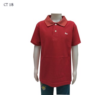 เสื้อโปโลเด็ก สีแดงคอลายแฟชั่น เนื้อผ้า จูติ คัทตอน 100% เด็ก ๆ สวมใส่สบาย ซักง่ายแห้งไว ไม่อับชื้น