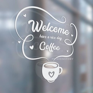 สติกเกอร์ welcome ร้านกาแฟ ร้านอาหาร ขนาด 40ซม.