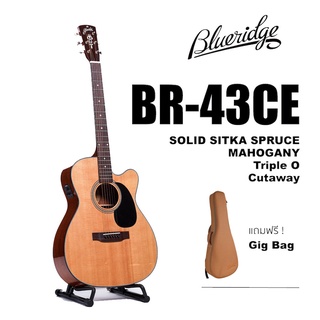 Blueridge BR-43CE ทรง 000 Cutaway ภาคไฟฟ้า Fishman กีตาร์โปร่ง Solid Top (Sitka Spruce / Mahogany ) พร้อมกระเป๋า