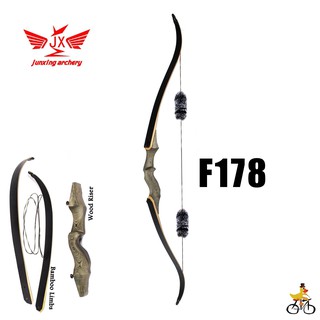 [มือขวา RH] Black Huunter Bamboo F178 Adult Archery Recurve Bow American Hunting Target Fishing Take Down JUNXING ธนู