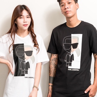 เสื้อยืดแขนสั้นลําลอง ผ้าฝ้าย พิมพ์ลาย Karl Lagerfeld แฟชั่นคู่รัก สําหรับผู้ชาย และผู้หญิง ไซซ์ S-5X