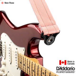 DAddario® Auto Lock Strap สายสะพายกีตาร์ (New Rose) แบบล็อคหัวหมุดอัตโนมัติ กว้าง 2 นิ้ว ** Made in Canada **