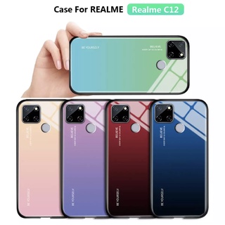 [ ส่งจากไทย ] Case Realme C15 เคสเรียวมี เคสกระจกสองสี เคสเงาไล่สี ขอบนิ่ม เคสกันกระแทก สีกระจกเทมเปอร์ปลอกแก้วฝาหลัง